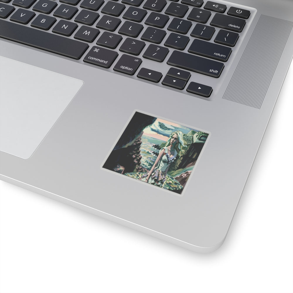 Cliff Over The Sea - Vinyl Square Sticker