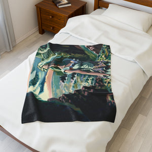 Cliff Over The Sea - Velveteen Plush Blanket