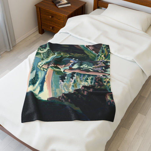 Cliff Over The Sea - Velveteen Plush Blanket