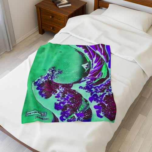 Purple Great Wave - Velveteen Plush Blanket