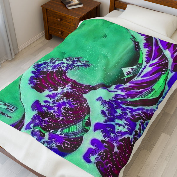 Purple Great Wave - Velveteen Plush Blanket