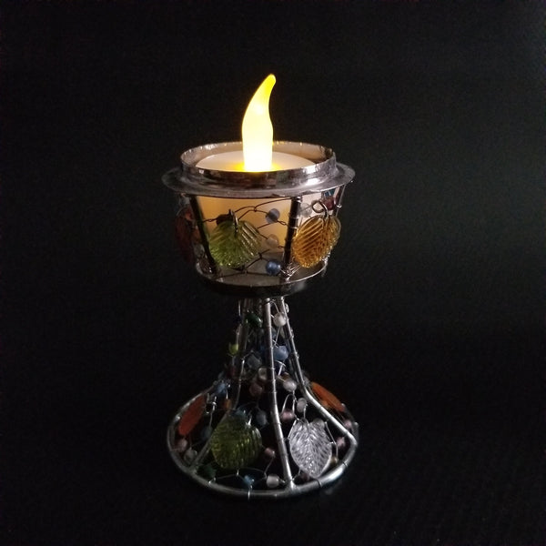 Handmade Colored Glass Tea Light Candle Holder