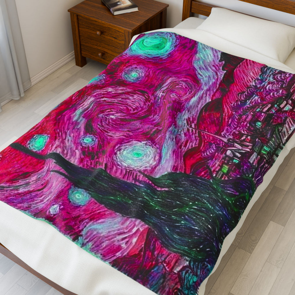 Star Night Fuchsia - Velveteen Plush Blanket
