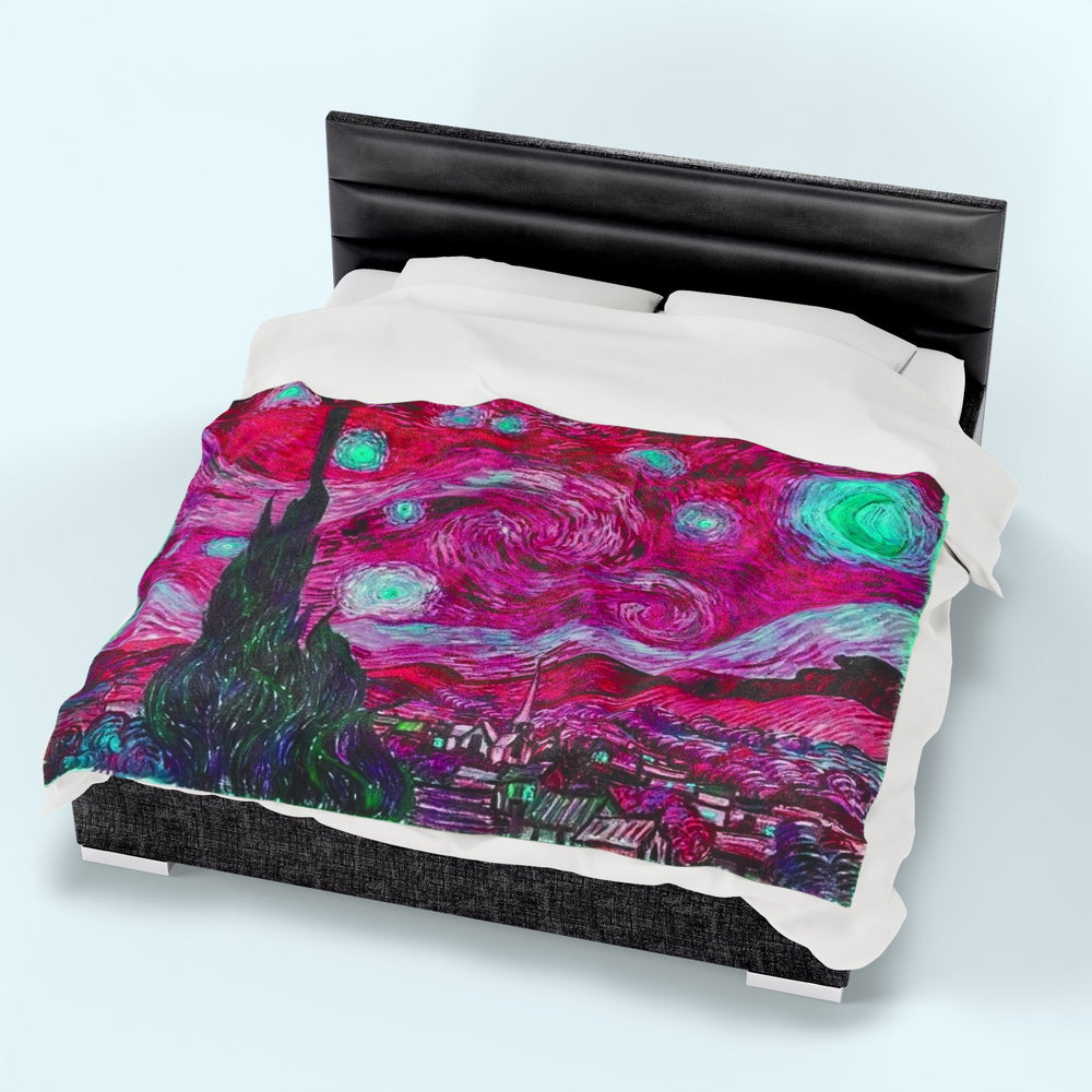 Star Night Fuchsia - Velveteen Plush Blanket