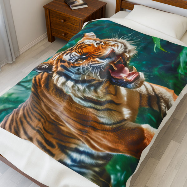 Orange Bengal - Velveteen Plush Blanket