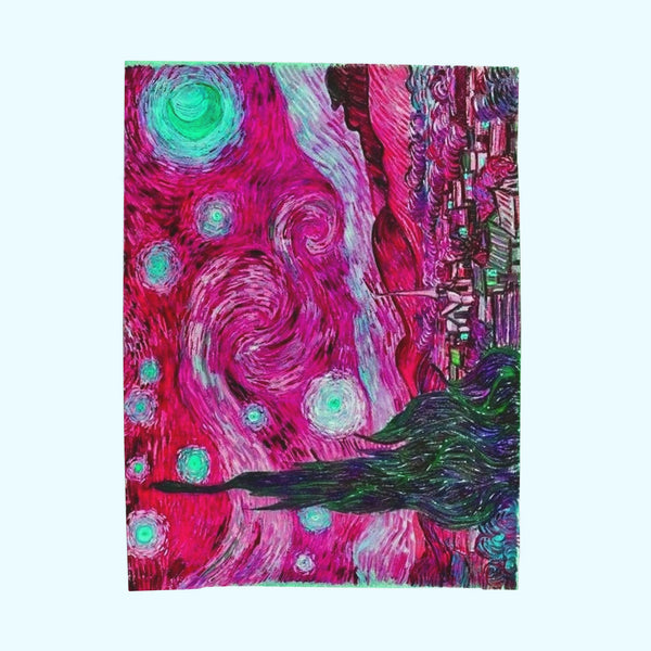 Star Night Fuchsia - Velveteen Plush Blanket