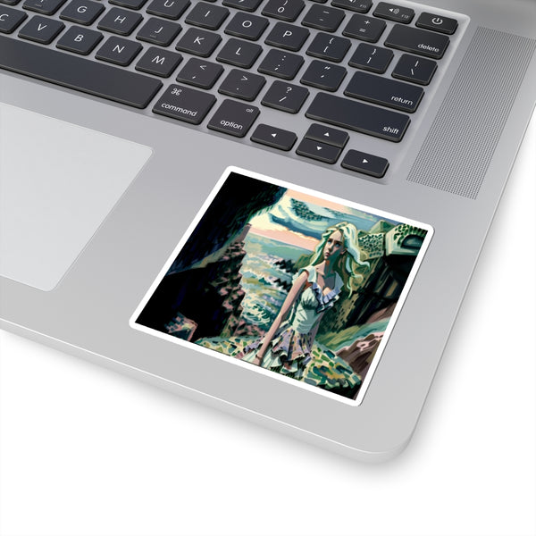 Cliff Over The Sea - Vinyl Square Sticker