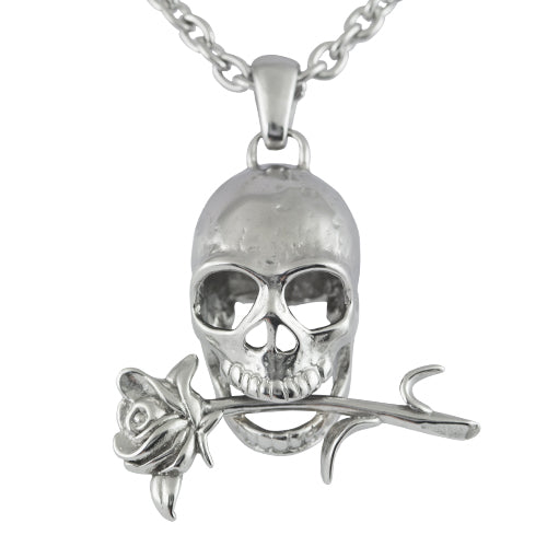 Memento Mori Skull with Rose Necklace