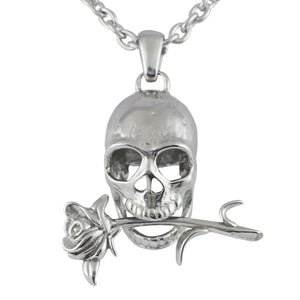 Memento Mori Skull with Rose Necklace